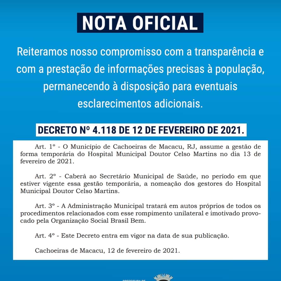 Operação da PF em Cachoeiras de Macacu referente contratos do governo passado de 2018 a 2021.